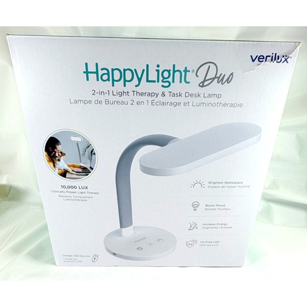 New in Box Verilux Happy Light Duo 2-in-1 Light Therapy & Task Desk Lamp